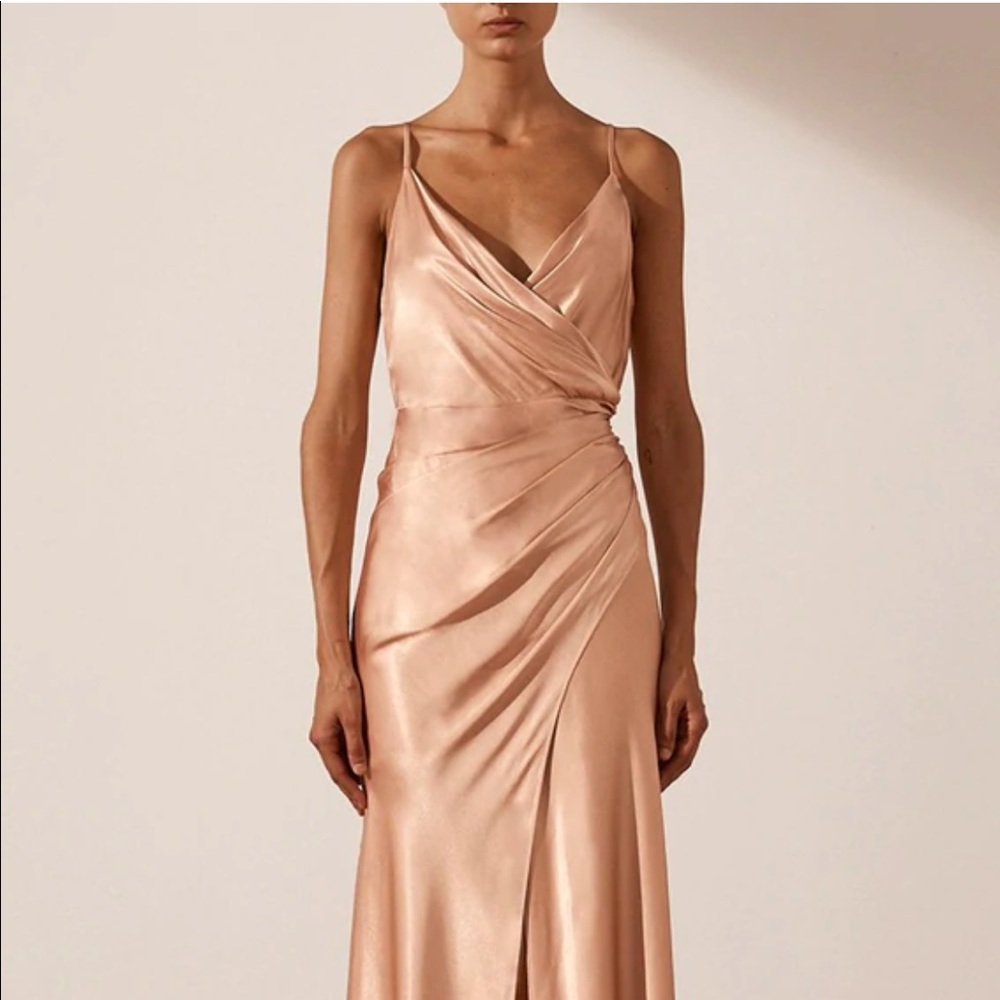 Shona Joy LA LUNE CROSS DRAPED MAXI DRESS - DESERT ROSE